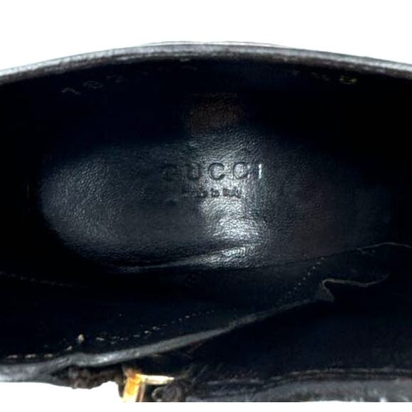 Gucci GG Logo Interlocking Monogram Brown Leather High Heels Ankle Boots US 7.5 - Picture 9 of 12